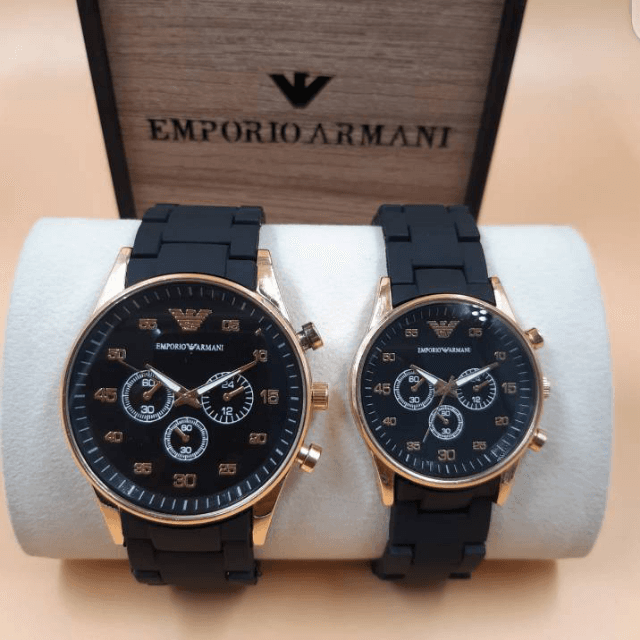 Armani Ladies & Gents couple watch with normal Box