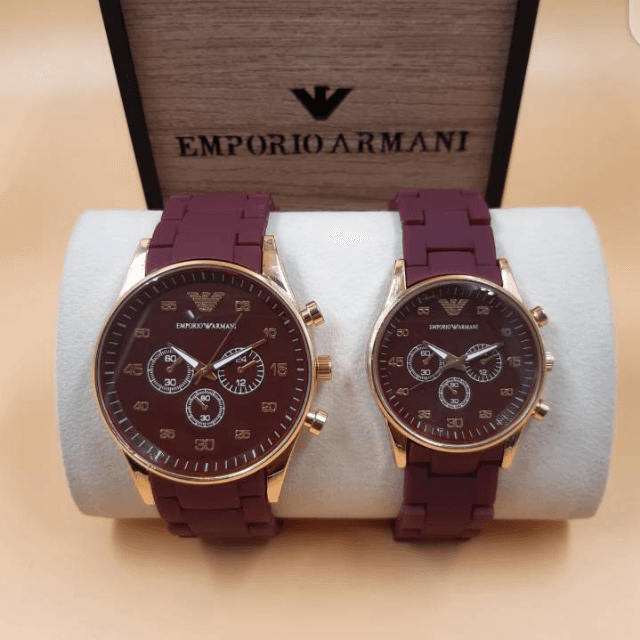Armani Ladies & Gents couple watch with normal Box