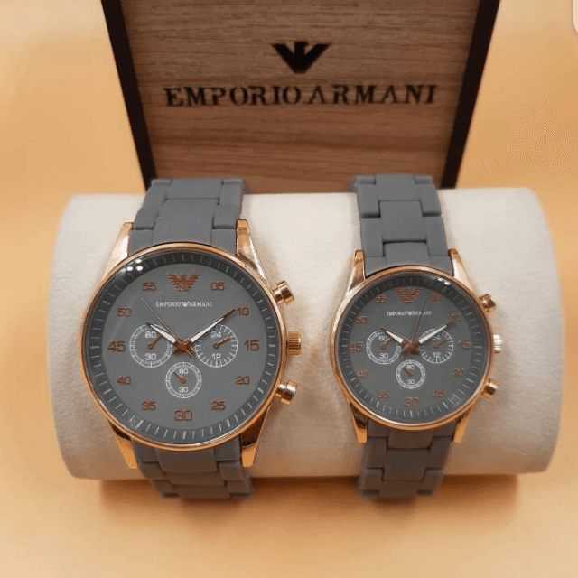 Armani Ladies & Gents couple watch with normal Box