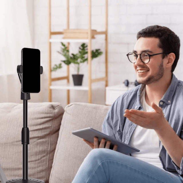 Portable Lightweight Mobile Smart Phone Tripod for TikTok and YouTube - Black