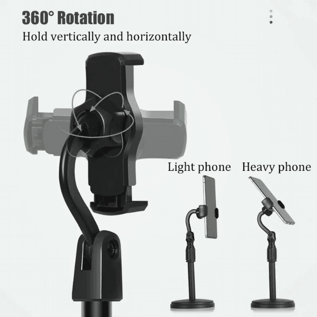 Portable Lightweight Mobile Smart Phone Tripod for TikTok and YouTube - Black