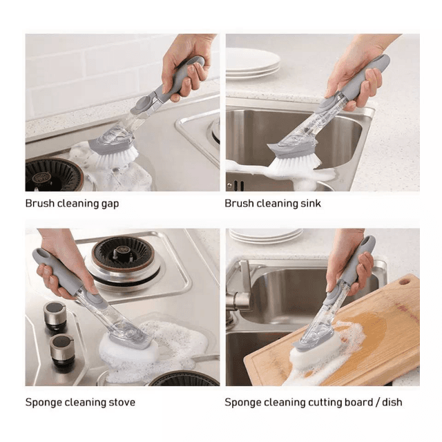 Kitchen Cleaning Brush Scrubber Dish Bowl Washing Sponge Aut