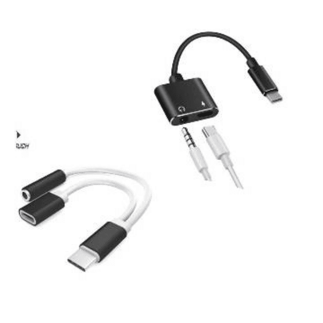 type c charger + aux adapter