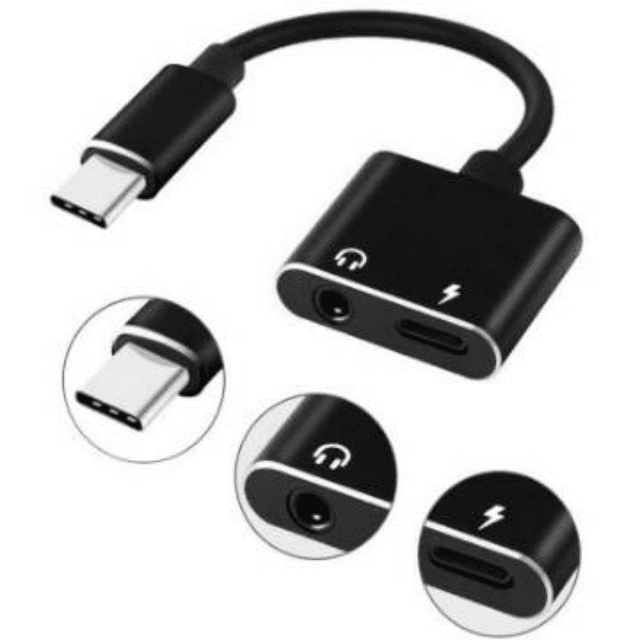 type c charger + aux adapter