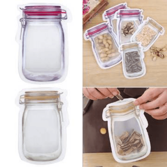 Reusable Mason Bottle Zip lock Bag 3 sizes