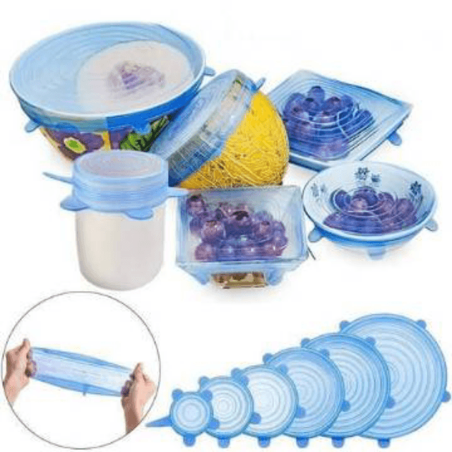 6Pcs Kitchen Reusable Silicone Stretch Seal Lid Preservation Vacuum Food St