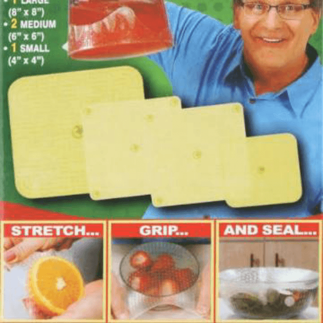4 PCs Stretch and Fresh Re-usable Food Wraps As Seen On TV Kitchen