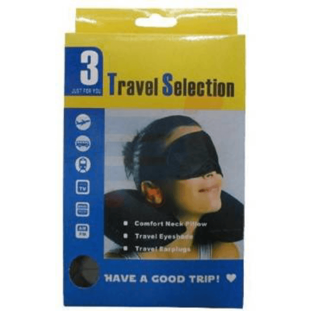 Travel Selection Comfort 3 in 1 Neck Pillow, Travel Eye Shade Mask, Ear Plu
