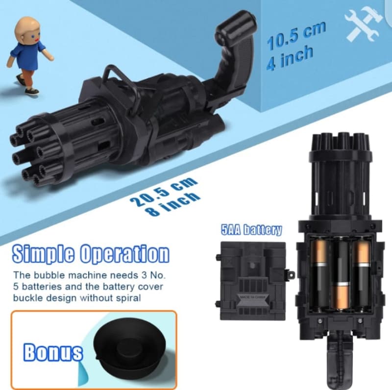 8- Holes Automatic Gatling Bubble guns for Kids Electric Bubble Machine