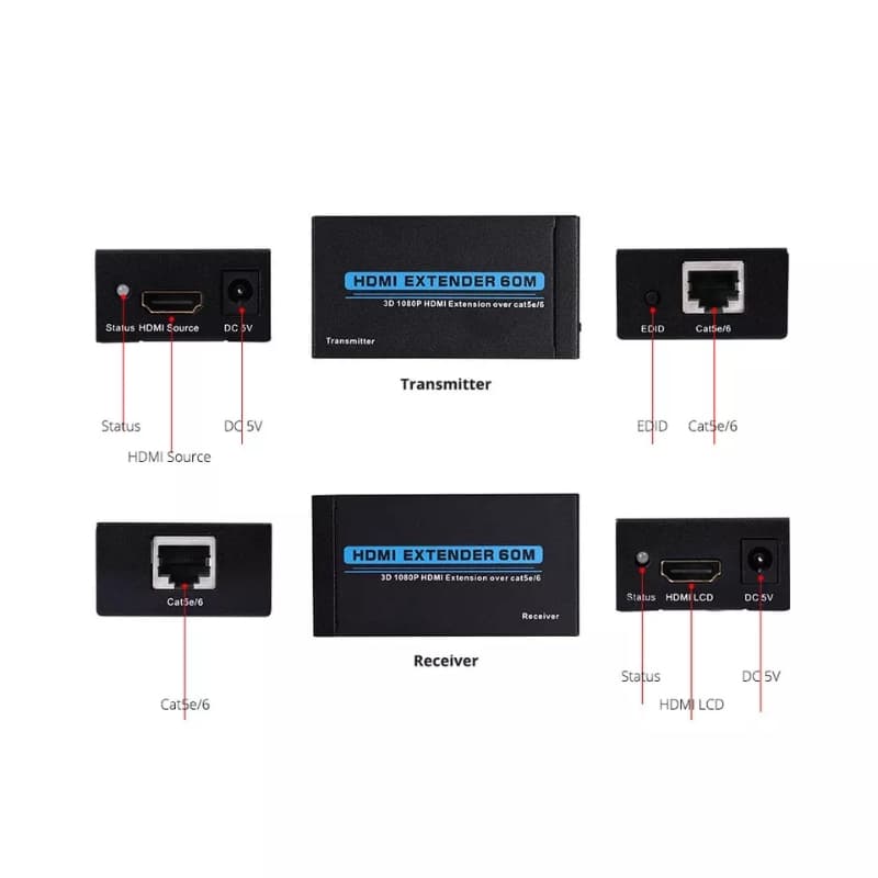 1080P HD Network Extender Over IP/TCP UTP CAT5e/6 Rj45 LAN Networking adapt