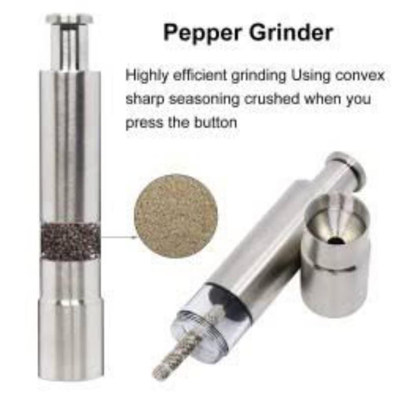 Vina Stainless Steel Thumb Push Mini Salt and Pepper Shaker Mill Shaker Gri