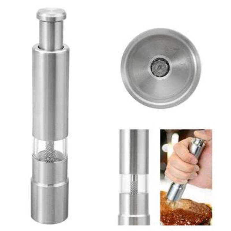 Vina Stainless Steel Thumb Push Mini Salt and Pepper Shaker Mill Shaker Gri