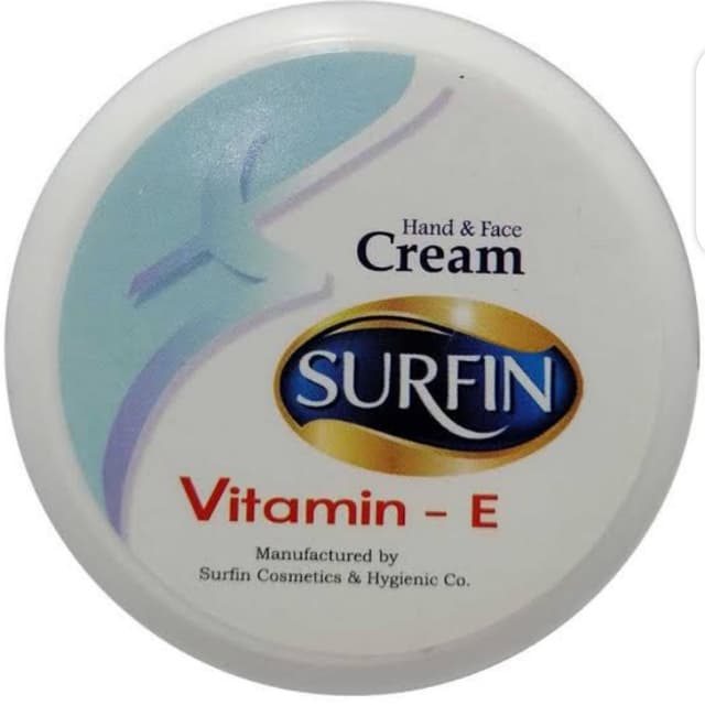 Hand and face cream containing vitamin E surfin