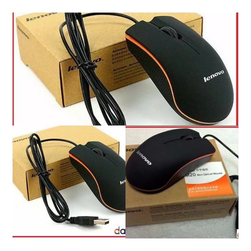 Lenovo M20 Wired USB Mouse Cute Mini Optical - Black
