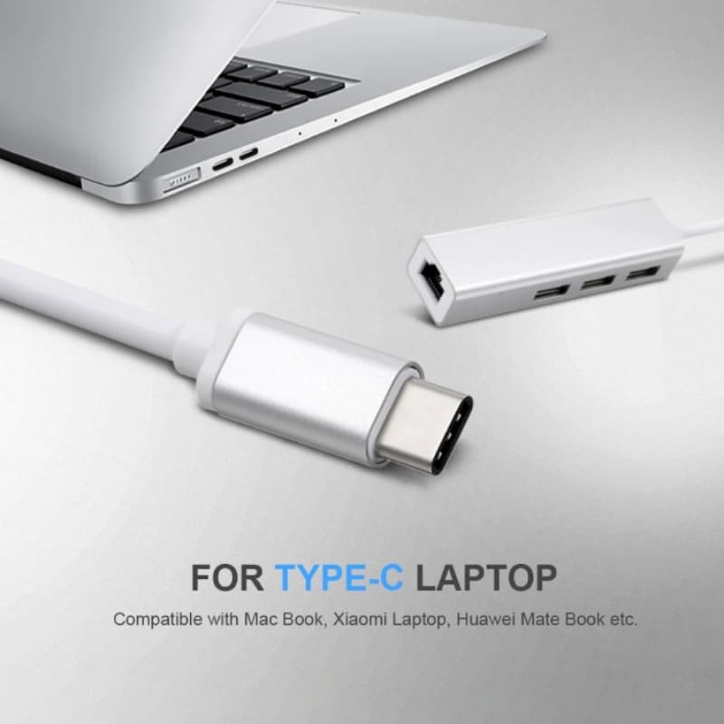 USB3.1 480Mpbs Lan+HUB usb typr-c 2.0 Fast Ethernet Port Up To 10/100 1000M