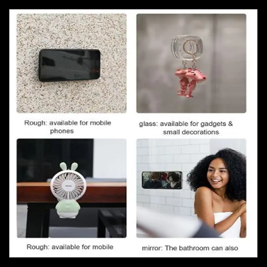Nano Rubber Multi-Function Phone Holder: Wall Suction, Car Stand, Cable Winder, Desk Sticker