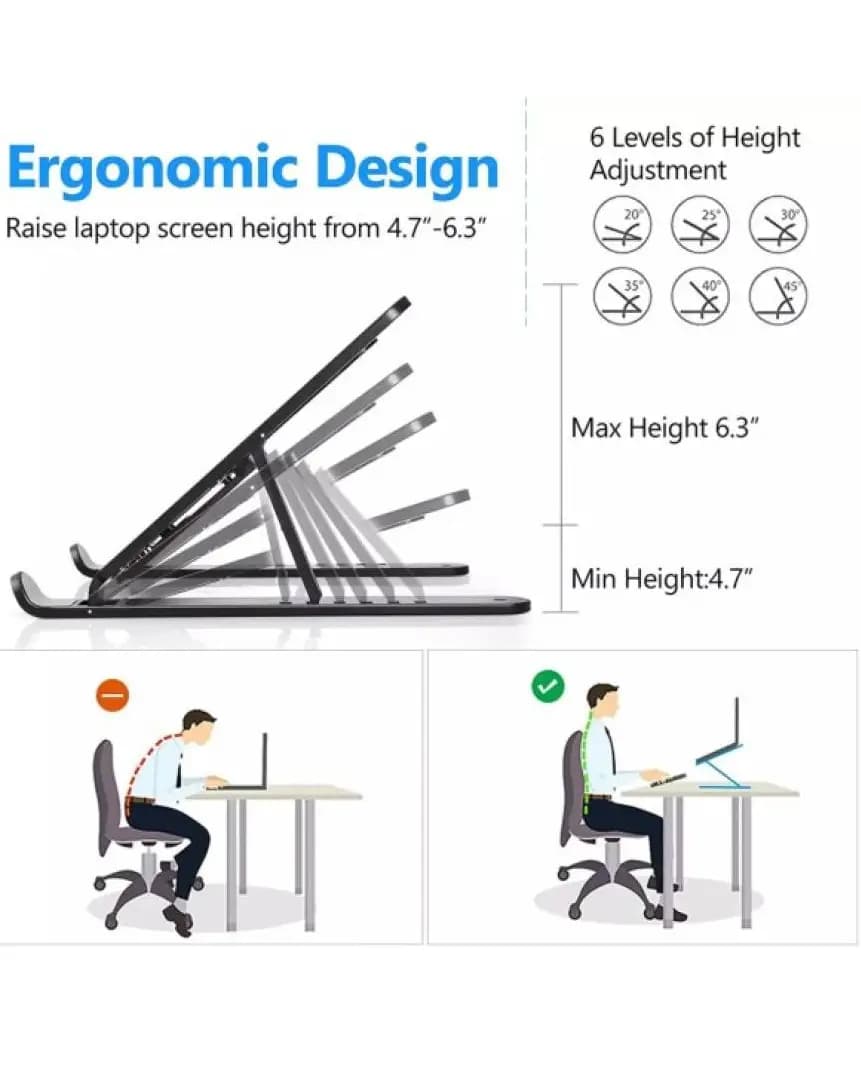 Laptop Stand Foldable Portable Desktop Computer Laptop Stand Plastic Adjustable Height Laptop Mount Suitable for All Laptops and Tablets