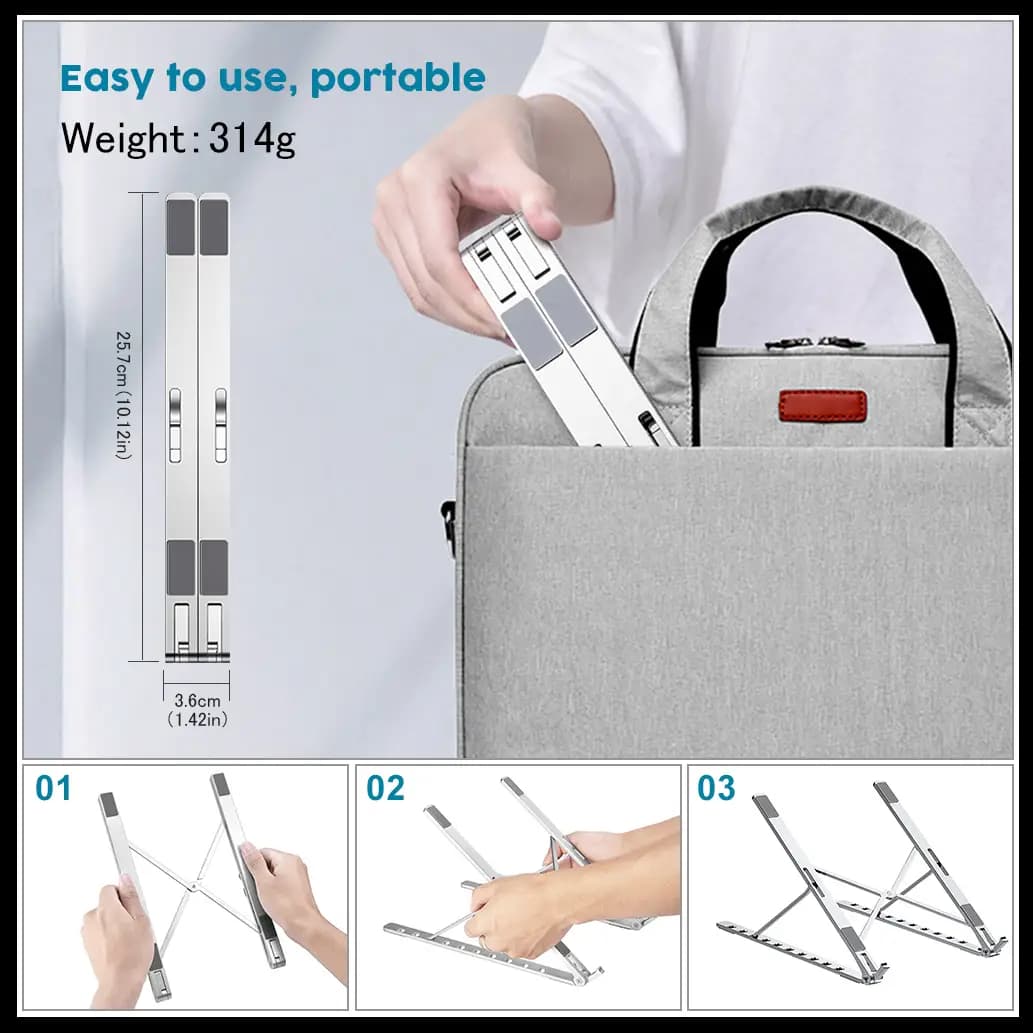 Portable Laptop Holder for MacBook Pro and Air Notebooks - Aluminum