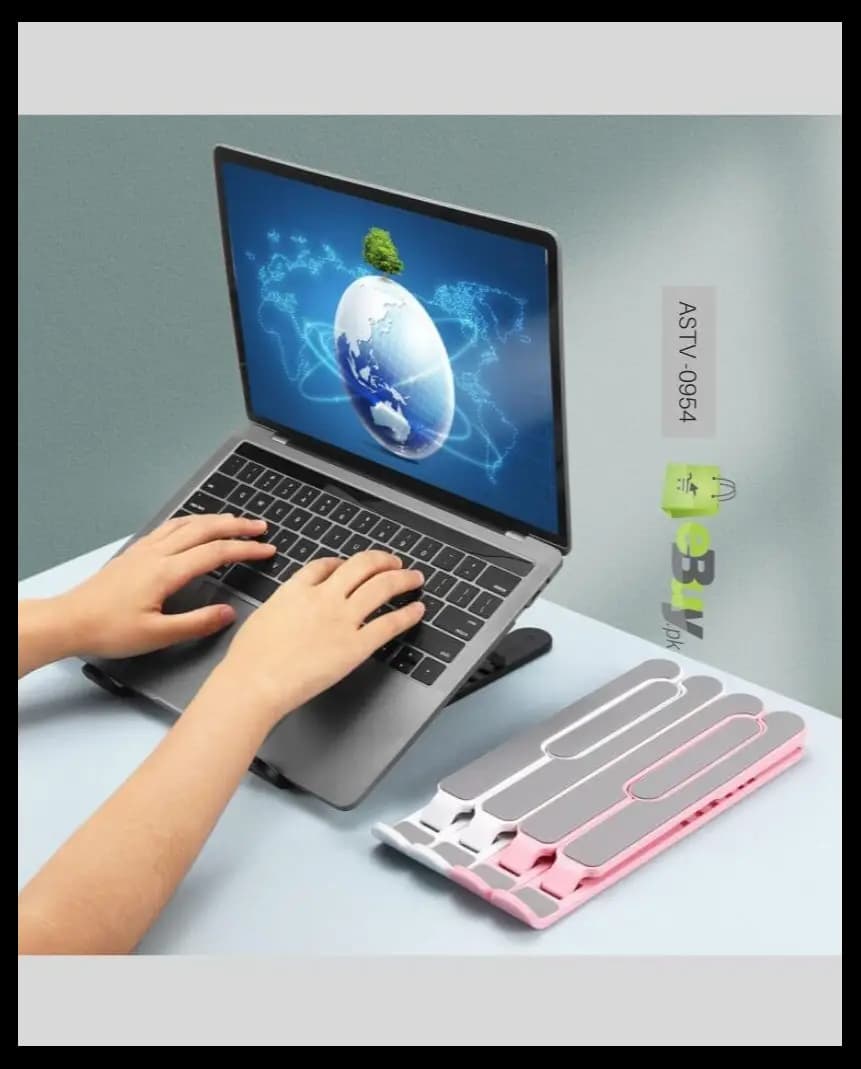 Laptop Stand Foldable Portable Desktop Computer Laptop Stand Plastic Adjustable Height Laptop Mount Suitable for All Laptops and Tablets